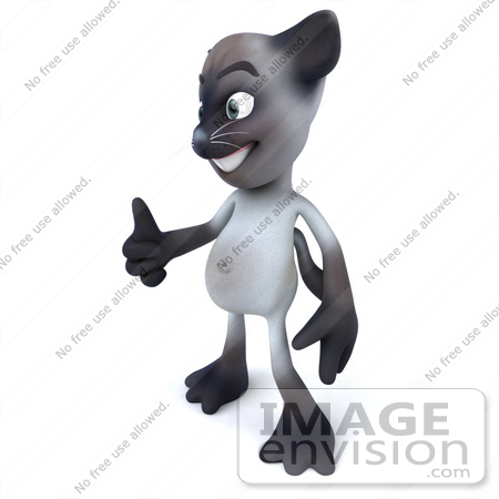 #43347 Royalty-Free (RF) Clipart Illustration of a 3d Siamese Cat Mascot Facing Left And Giving The Thumbs Up by Julos