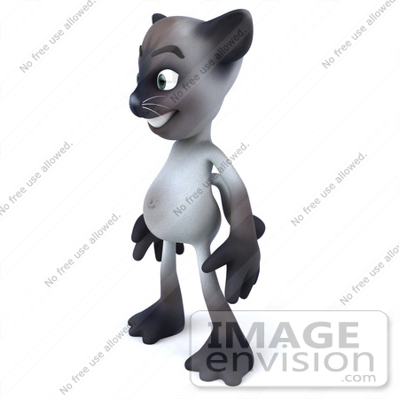 #43353 Royalty-Free (RF) Clipart Illustration of a 3d Siamese Cat Mascot Standing And Facing Left by Julos