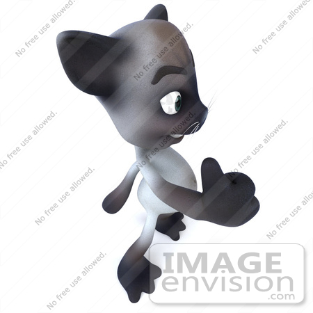 #43354 Royalty-Free (RF) Clipart Illustration of a 3d Siamese Cat Mascot Facing Right And Giving The Thumbs Up by Julos