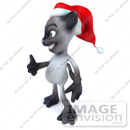 #43355 Royalty-Free (RF) Clipart Illustration of a 3d Siamese Cat Mascot Wearing A Santa Hat And Giving The Thumbs Up - Pose 2 by Julos