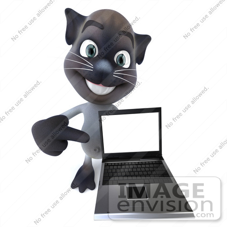 #43356 Royalty-Free (RF) Clipart Illustration of a 3d Siamese Cat Mascot Holding A Laptop - Pose 4 by Julos