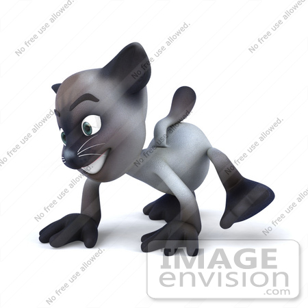 #43358 Royalty-Free (RF) Clipart Illustration of a 3d Siamese Cat Mascot Walking On All Fours - Pose 1 by Julos