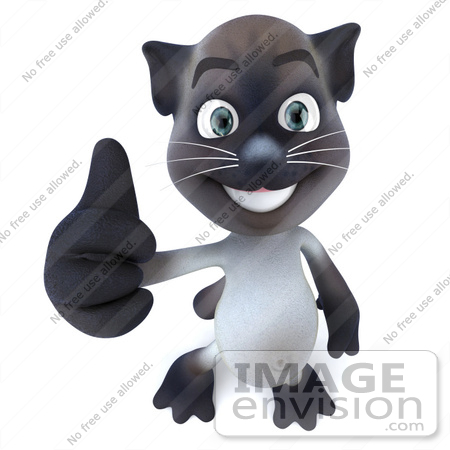 #43359 Royalty-Free (RF) Clipart Illustration of a 3d Siamese Cat Mascot Holding His Thumb Up by Julos
