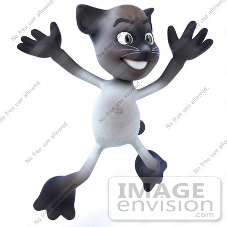 #43364 Royalty-Free (RF) Clipart Illustration of a 3d Siamese Cat Mascot Jumping by Julos