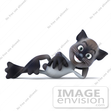 #43366 Royalty-Free (RF) Clipart Illustration of a 3d Siamese Cat Mascot Reclined by Julos