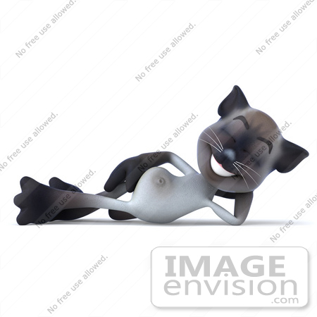 #43368 Royalty-Free (RF) Clipart Illustration of a 3d Siamese Cat Mascot Resting on His Side by Julos