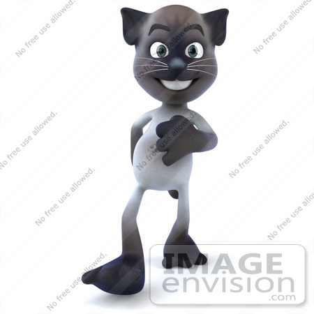#43369 Royalty-Free (RF) Clipart Illustration of a 3d Siamese Cat Mascot Walking Forward On His Two Hind Legs by Julos