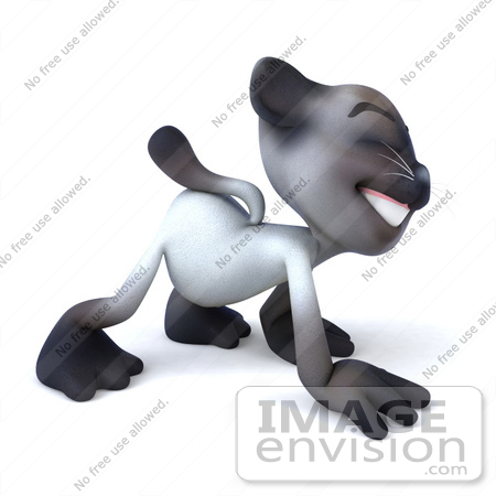 #43375 Royalty-Free (RF) Clipart Illustration of a 3d Siamese Cat Mascot Walking On All Fours - Pose 3 by Julos