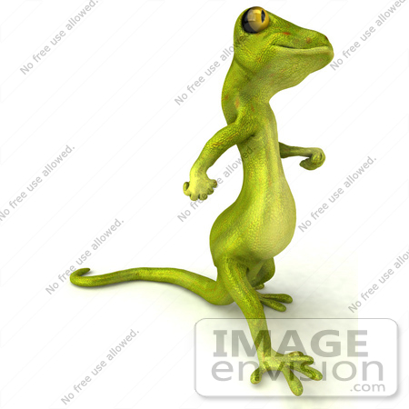 #43386 Royalty-Free (RF) Illustration of a 3d Green Gecko Mascot Walking To The Right by Julos