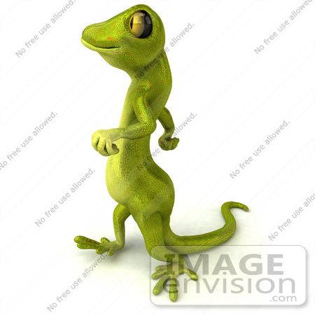 #43392 Royalty-Free (RF) Illustration of a 3d Green Gecko Mascot Walking To The Left by Julos