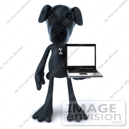 #43405 Royalty-Free (RF) Illustration of a 3d Black Lab Mascot With A Laptop - Version 3 by Julos