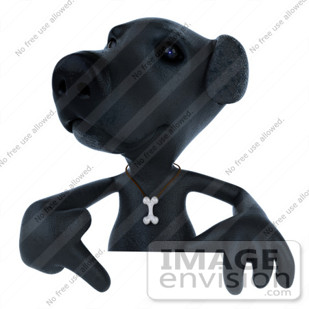 #43408 Royalty-Free (RF) Illustration of a 3d Black Lab Mascot Pointing To And Standing Behind A Blank Sign by Julos