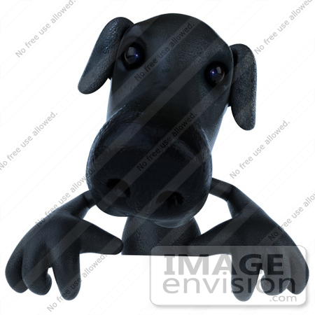 #43409 Royalty-Free (RF) Illustration of a 3d Black Lab Mascot Standing Behind A Blank Sign by Julos