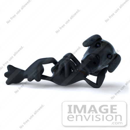 #43410 Royalty-Free (RF) Illustration of a 3d Black Lab Mascot Reclined by Julos