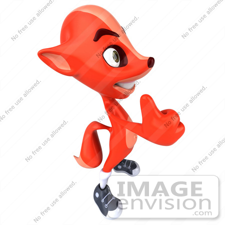 #43420 Royalty-Free (RF) Illustration of a 3d Red Fox Mascot Facing Right And Giving The Thumbs Up by Julos