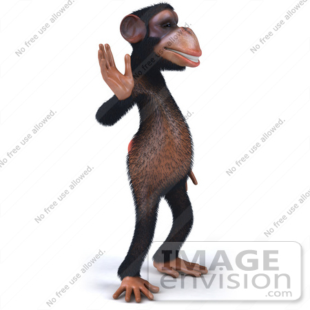 #43440 Royalty-Free (RF) Illustration of a 3d Chimpanzee Mascot Waving - Pose 2 by Julos