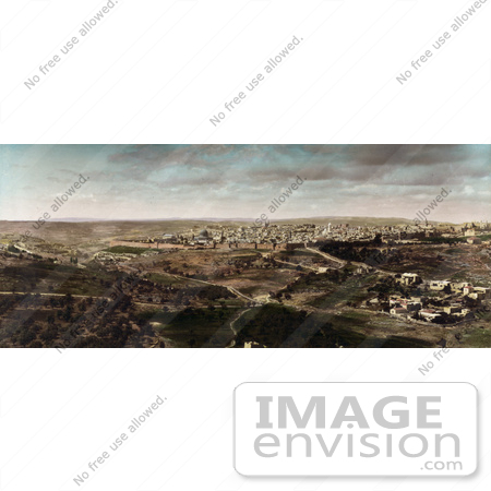 #43449 RF Stock Photo Of A Distant Panoramic View Of Jerusalem, Israel by JVPD
