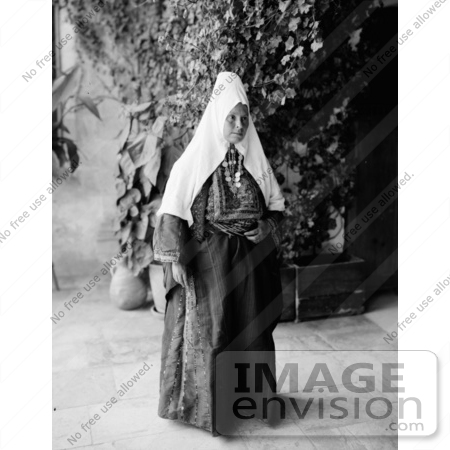 #43473 RF Stock Photo Of A Black And White Ramallah Woman Dressed In A Dowry Necklace by JVPD