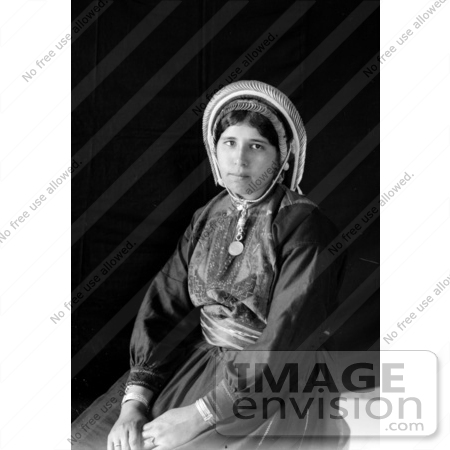 #43478 RF Stock Photo Of A Black And White Portrait Of A Seated Ramallah Woman by JVPD