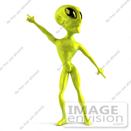 #43514 Royalty-Free (RF) Illustration of a 3d Green Alien Dancing - Pose 1 by Julos