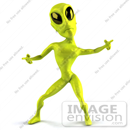#43517 Royalty-Free (RF) Illustration of a 3d Green Alien Dancing - Pose 2 by Julos