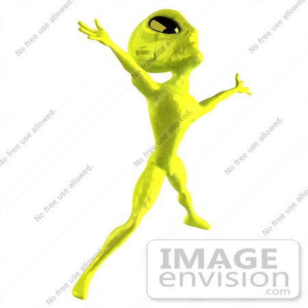 #43524 Royalty-Free (RF) Illustration of a 3d Green Alien Dancing - Pose 4 by Julos