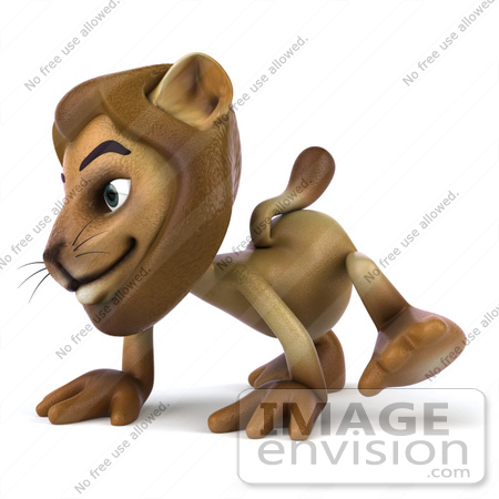 #43528 Royalty-Free (RF) Illustration of a 3d Lion Mascot Walking On All Fours - Pose 1 by Julos