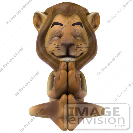 #43529 Royalty-Free (RF) Illustration of a 3d Lion Mascot Meditating - Pose 3 by Julos