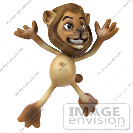 #43530 Royalty-Free (RF) Illustration of a 3d Lion Mascot Jumping - Pose 1 by Julos
