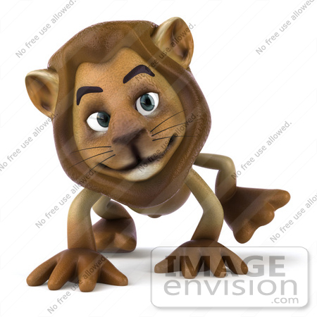 #43534 Royalty-Free (RF) Illustration of a 3d Lion Mascot Walking On All Fours - Pose 2 by Julos