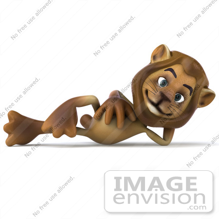 #43535 Royalty-Free (RF) Illustration of a 3d Lion Mascot Resting On His Side by Julos
