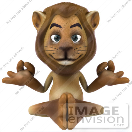 #43537 Royalty-Free (RF) Illustration of a 3d Lion Mascot Meditating - Pose 1 by Julos