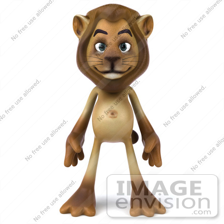 #43543 Royalty-Free (RF) Illustration of a 3d Lion Mascot Standing And Facing Front by Julos