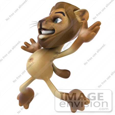 #43552 Royalty-Free (RF) Illustration of a 3d Lion Mascot Jumping - Pose 2 by Julos