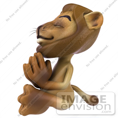 #43554 Royalty-Free (RF) Illustration of a 3d Lion Mascot Meditating - Pose 4 by Julos