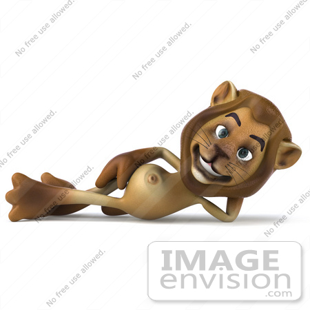 #43555 Royalty-Free (RF) Illustration of a 3d Lion Mascot Reclined On His Side by Julos