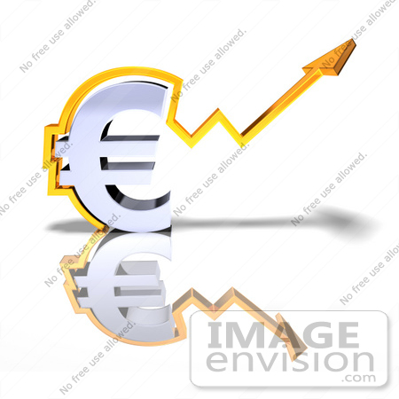 #43557 Royalty-Free (RF) Illustration of a 3d Chrome Euro Symbol With An Arrow Forming Around It - Version 3 by Julos