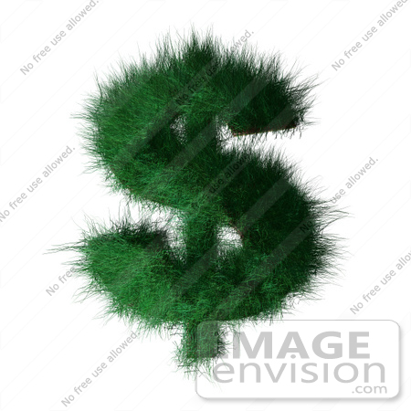 #43558 Royalty-Free (RF) Illustration of a 3d Grassy Green Dollar Symbol by Julos