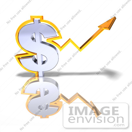 #43560 Royalty-Free (RF) Illustration of a 3d Orange Arrow Forming Around A Dollar Sign - Version 3 by Julos
