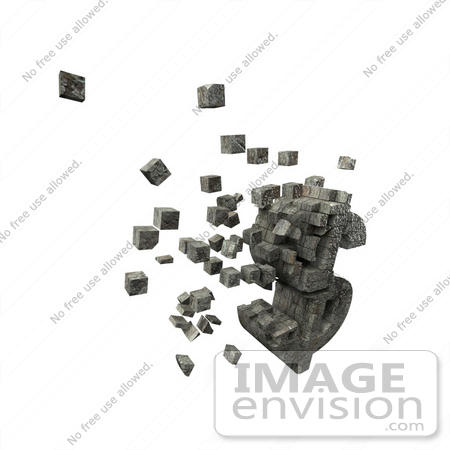 #43562 Royalty-Free (RF) Illustration of a 3d Dollar Sign Made Of Stone Blocks, Particles Floating - Version 1 by Julos