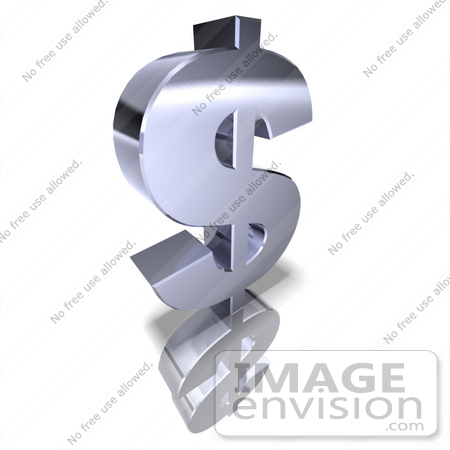 #43564 Royalty-Free (RF) Illustration of a Thick Silver 3d Dollar Sign - Version 2 by Julos