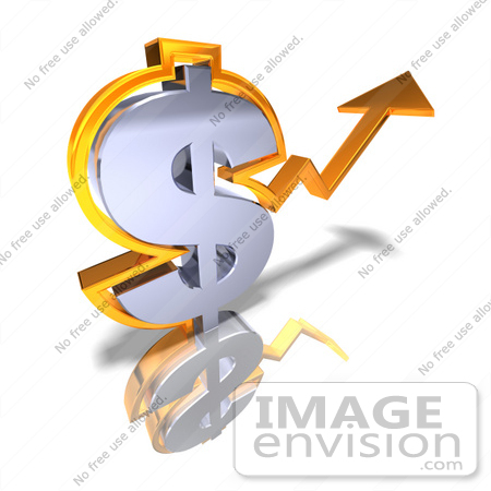 #43569 Royalty-Free (RF) Illustration of a 3d Orange Arrow Forming Around A Dollar Sign - Version 2 by Julos