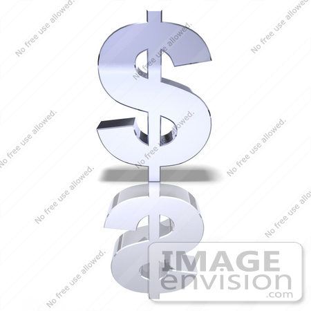 #43570 Royalty-Free (RF) Illustration of a Thick Silver 3d Dollar Sign - Version 1 by Julos