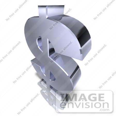 #43577 Royalty-Free (RF) Illustration of a Thick Silver 3d Dollar Sign - Version 3 by Julos