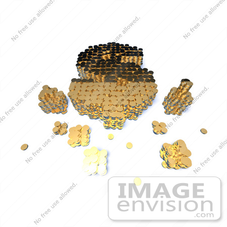 #43578 Royalty-Free (RF) Illustration of a 3d Dollar Sign Formed Of Golden Coins - Version 6 by Julos