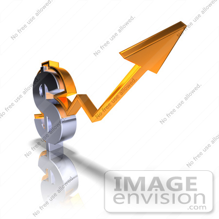 #43580 Royalty-Free (RF) Illustration of a 3d Orange Arrow Forming Around A Dollar Sign - Version 1 by Julos