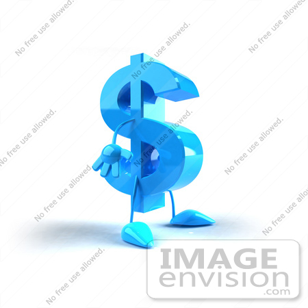 #43581 Royalty-Free (RF) Illustration of a 3d Blue Dollar Sign Mascot With Arms And Legs by Julos