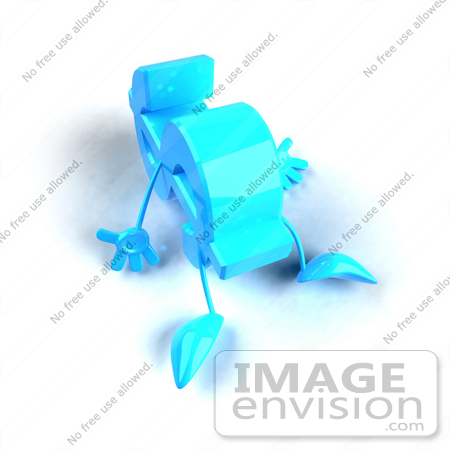 #43583 Royalty-Free (RF) Illustration of a 3d Blue Dollar Sign Mascot With Arms And Legs, Laying On The Floor - Version 2 by Julos