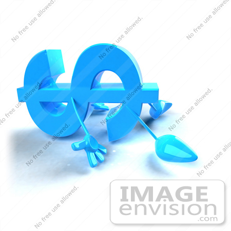 #43589 Royalty-Free (RF) Illustration of a 3d Blue Dollar Sign Mascot With Arms And Legs, Laying On The Floor - Version 3 by Julos