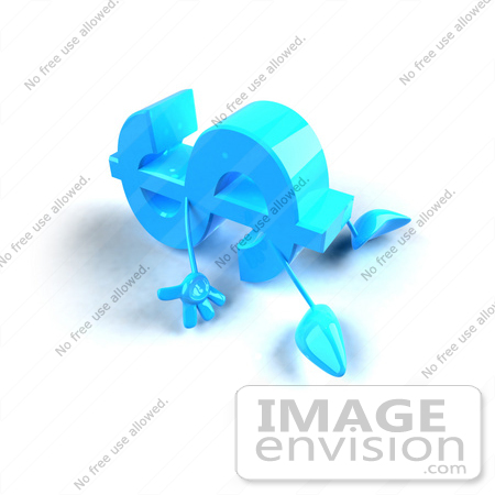 #43591 Royalty-Free (RF) Illustration of a 3d Blue Dollar Sign Mascot With Arms And Legs, Laying On The Floor - Version 1 by Julos